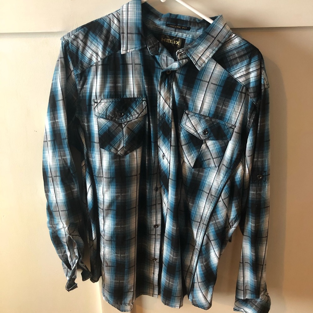 Men’s Helix button shirt Athletic Fit blue Large
